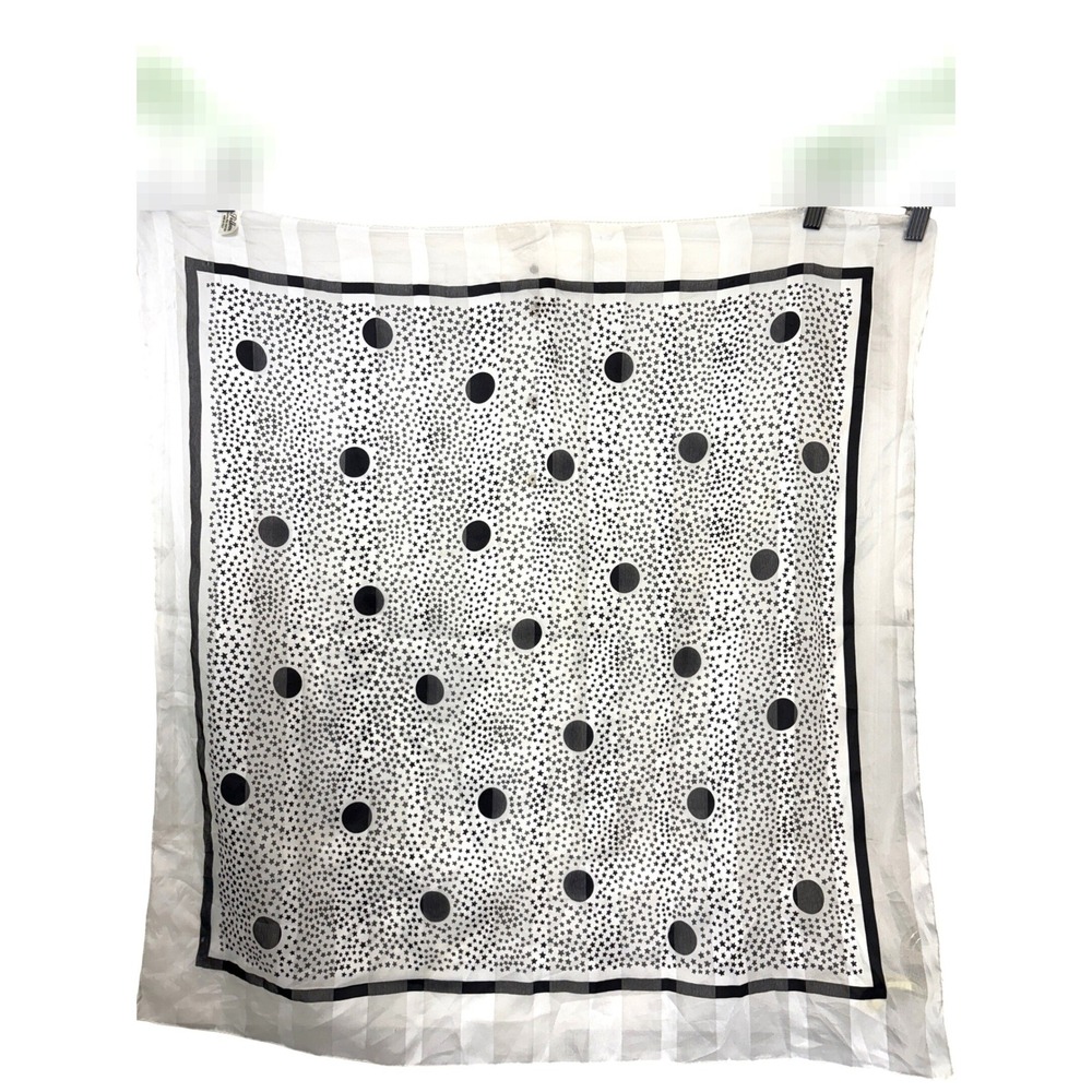 Silken Co Scarf White Black Stars Planets Square 30x31 Celestial Italy Vintage